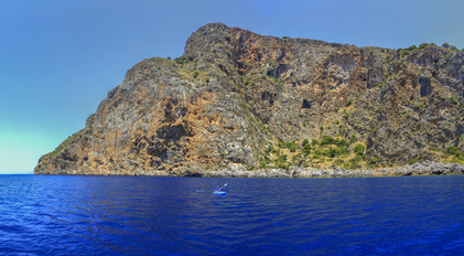 Panoramic view of serene turquoise bay ideal for water activities