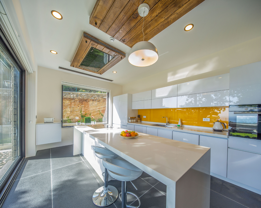 Nature-Integrated Modern Kitchen within a Mediterranean Stone Villa